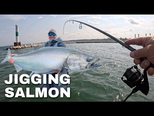 Jigging for BIG SALMON on Lake Michigan