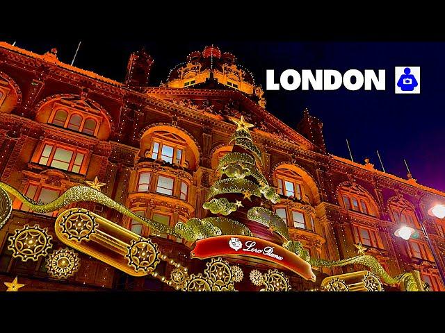 2024 London Walk  CHRISTMAS LIGHTS Harrods, Knightsbridge to CHELSEA | Central London Walking Tour