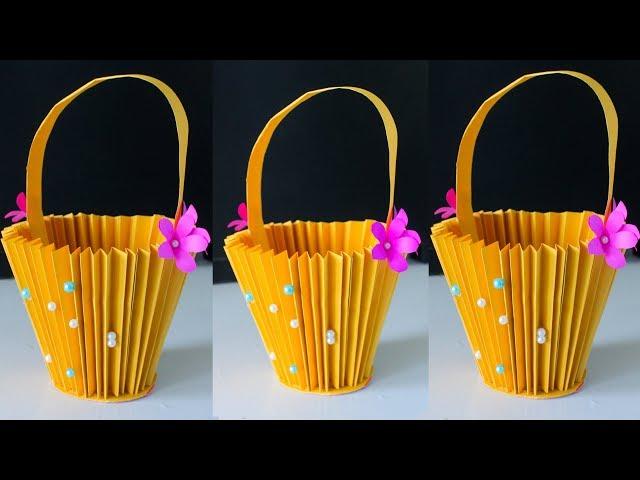 Accordion Paper Basket Making | Paper Bucket in DIY Crafts | New Paper Crafts