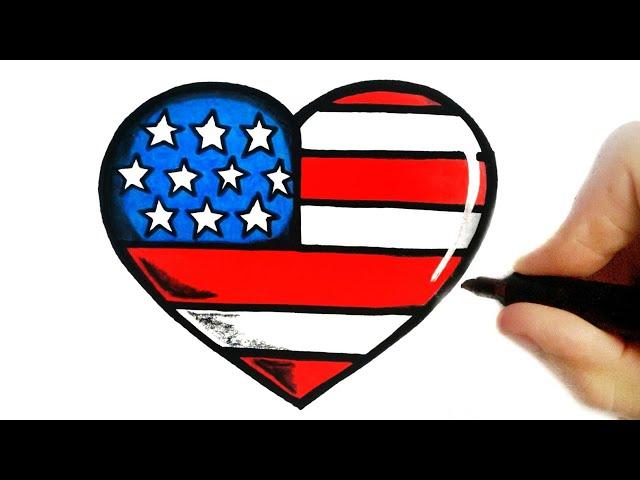 HOW TO DRAW the united states FLAG - how to draw day flag easy