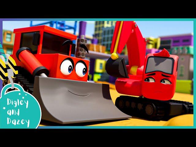 Red In The Face!   | Digley and Dazey | Kids Construction Truck Cartoons