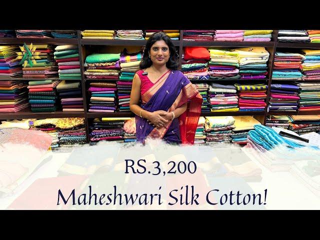 Handwoven Maheshwari Silk Cotton Sarees! | Rs.3,200/- | WhatsApp -6369545679 | Shop@ruffletrends