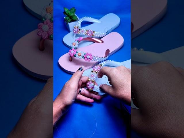sandália personalizada com pérolas #artesanato #diy