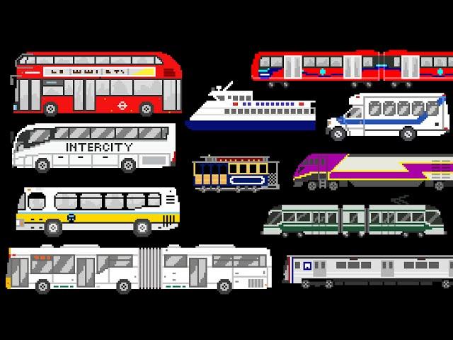 Public Transportation Vehicles - Trains, Buses, Boat - The Kids' Picture Show (Fun & Educational)