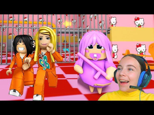 ПОБЕГ ОТ ДЕВОЧКИ БАРРИ С АЛЁНОЙ в ROBLOX!