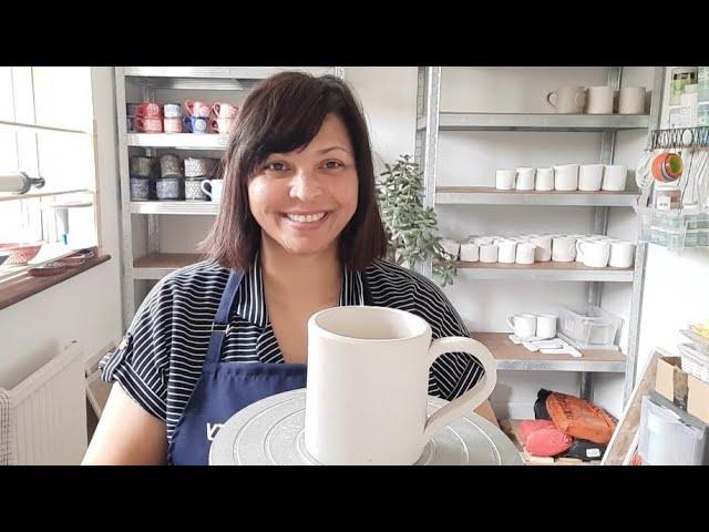 How I put handles on mugs.  #handmade #bluebirdpotteryjps #homestudio #potterylover