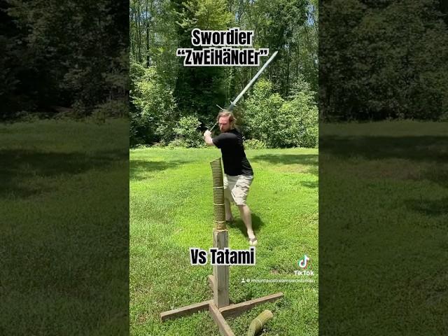 Cutting tatami with Swordier’s budget greatsword. #sword #hema #montante #greatsword #zweihander