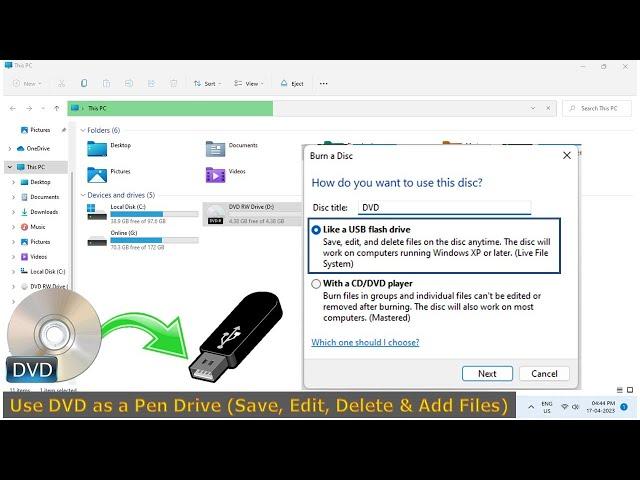 How to Use DVD/CD Disc as a USB Pen Drive (Save, Edit, Delete & Add Files)