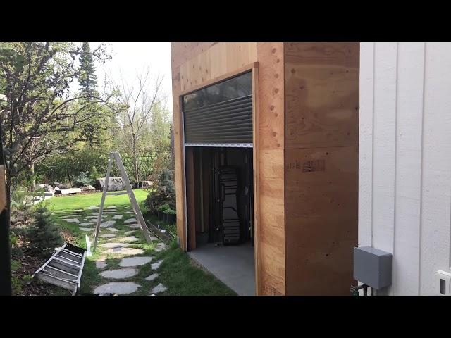 Somfy motorized heroal roll shutter backyard shed