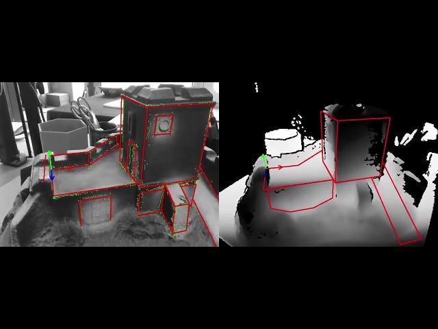 Model-based tracking combining moving edges and dense depth information