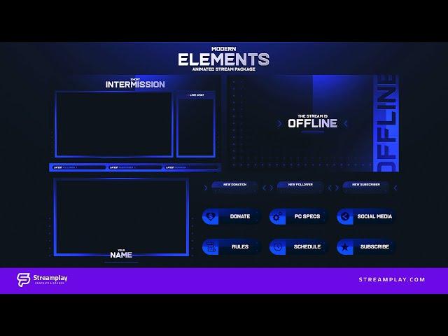 Modern Elements: Animated Stream Package | Twitch Overlays