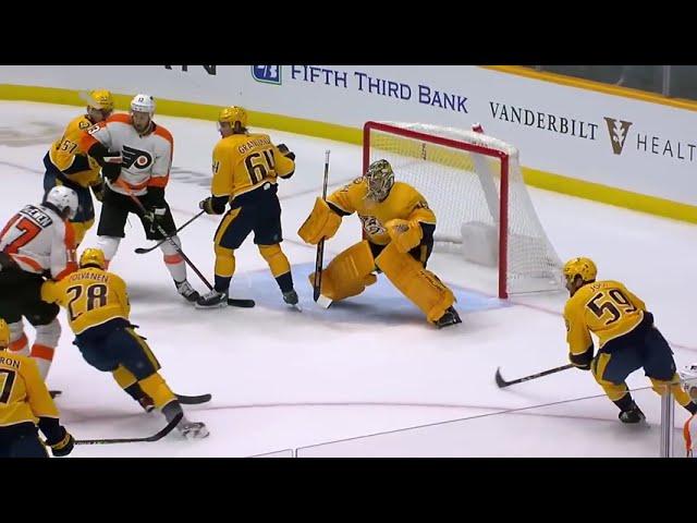 Yegor Zamula assists on Zac MacEwen's goal vs Predators (22 oct 2022)