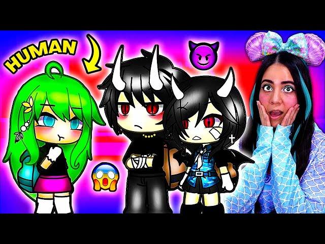 A HUMAN in an all DEMON School?!  Gacha Life Mini Movie Love Story Reaction