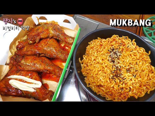 리얼먹방:) 자메이카 통다리 & 불닭볶음면  (ft. 마요네즈, 치밥)ㅣJameican Chicken & Buldak NoodleㅣREAL SOUNDㅣASMR MUKBANGㅣ