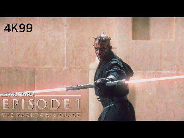 Obi-Wan and Qui-Gon Jinn vs Darth Maul Part 1 4k 35mm - Star Wars The Phantom Menace (4k99)