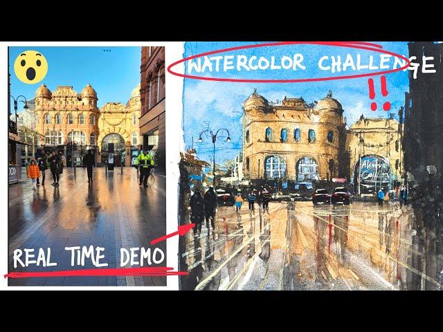 Watercolor Tutorial for Beginners | Rainy Cityscape | REAL TIME DEMO 