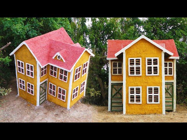 How To Build Beautiful Two Story Mud Villa House Using Bamboo, Mud And Wood