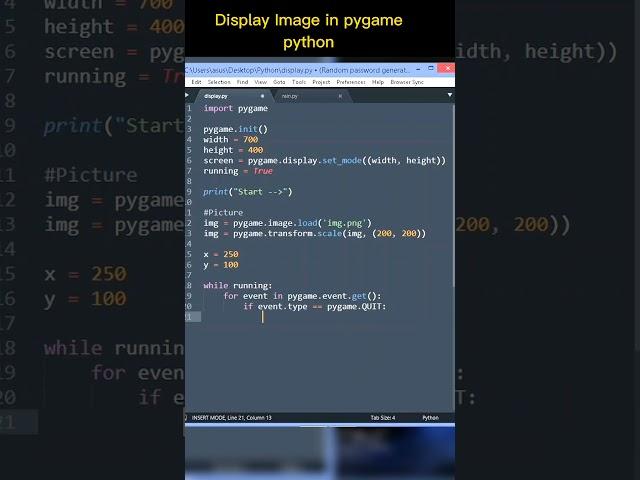 Pygame - Display Image in Pygame python || Pygame python tutorial #python #pygame