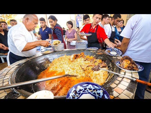 Street Food in Uzbekistan - 1,500 KG. of RICE PLOV (Pilau) + Market Tour in Tashkent!