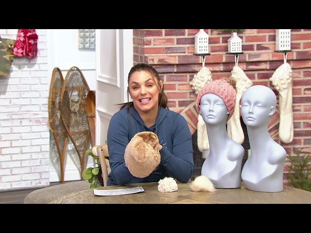 Chic Tweak Knit Beanie with Removable Poms on QVC