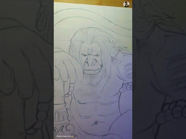 Hanuman Ji  (Drawing)  | Short video | Kishan Gupta Arts | #sketch #realistic #hanumanji #shorts