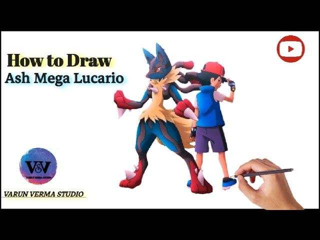 How to Draw an Ash Mega Lucario// Pokemon | Varun Verma Studio