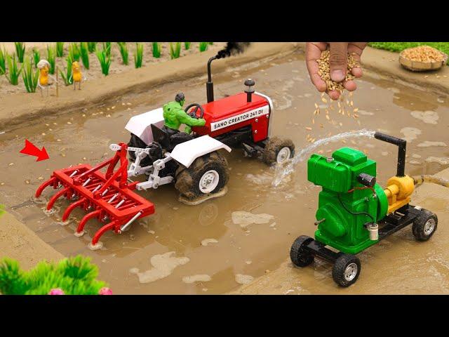 diy mini tractor cultivator science project | diesel engine water pump @sanocreator