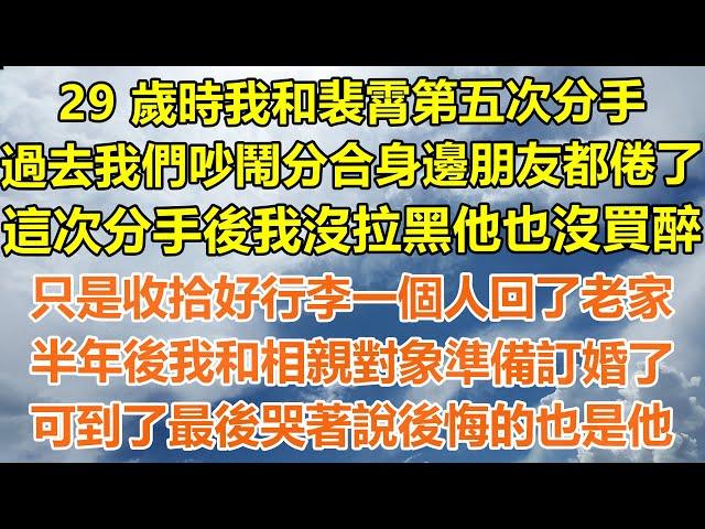 （完結爽文）29 歲時我和裴霄第五次分手，過去我們吵鬧分合身邊朋友都倦了，這次分手後我沒拉黑他也沒買醉，只是收拾好行李一個人回了老家，半年後我和相親對象準備訂婚了，可到了最後哭著說後悔的也是他！#家產