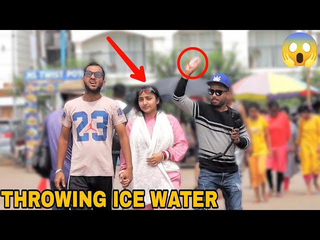 Throwing Ice Water Balloons at People Prank! || MOUZ PRANK