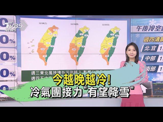 今越晚越冷!冷氣團接力「有望降雪」｜早安氣象｜TVBS新聞 20241218   @TVBSNEWS01