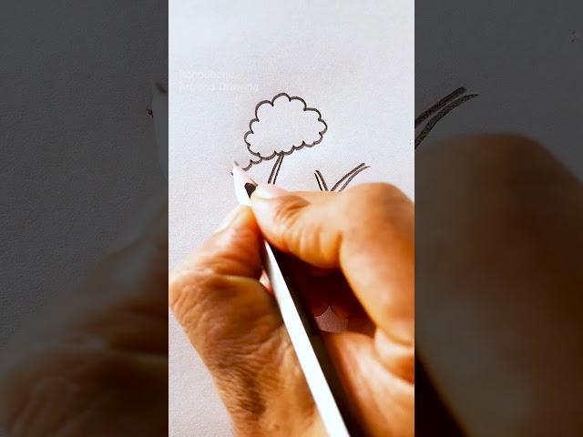 Easy Tree Drawing And Painting Technique #shorts #drawing #tree #rongdhonuartanddrawing #easy