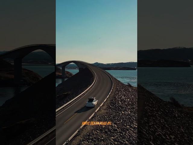 Atlantic Ocean Road in Norway with a Tesla and a roof top tent #overland #tesla #norway #model3