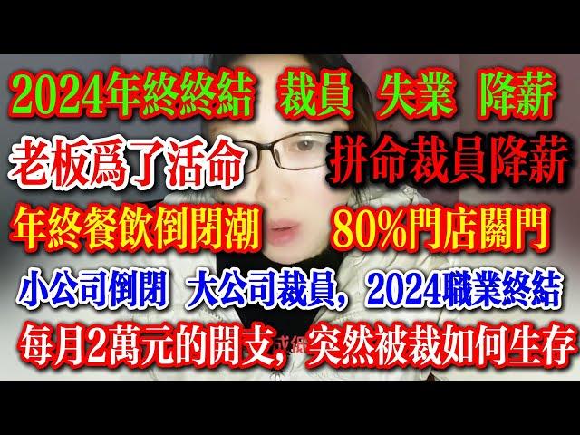 2024年终鬼哭狼嚎，各行各业饿殍满地，老板为了活命，拼命裁员，商场繁荣不复存在，80%餐饮倒闭，年底迎来的不是春节，而是灾难，这个年很凄惨， #失业 #中国失业 #裁员潮 #2024年终