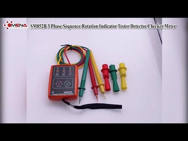 SM852B 3 Phase Sequence Rotation Indicator Tester Detector Checker Meter