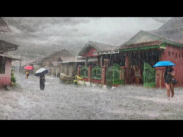 Heavy Rain in a Beautiful Mountain Village | STOP Losing Sleep! Heavy Rain Sounds are the Answer