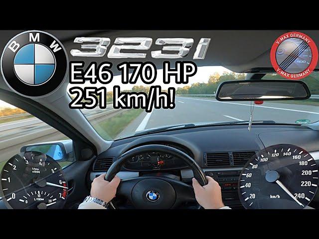 BMW 323i E46 2.5 170 HP 1998 251 km/h Acceleration & TOP Speed drive on German Autobahn