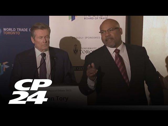Mayor John Tory interrupted during debate