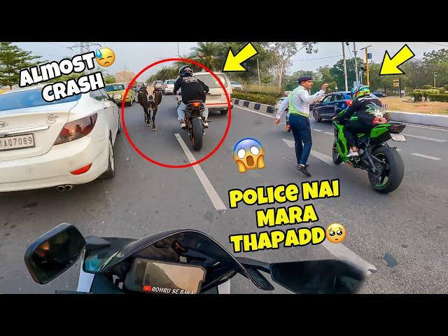 Police walu nai Thapadd marr diya|| Angry cops VS biker|| I almost crashed my Duke390