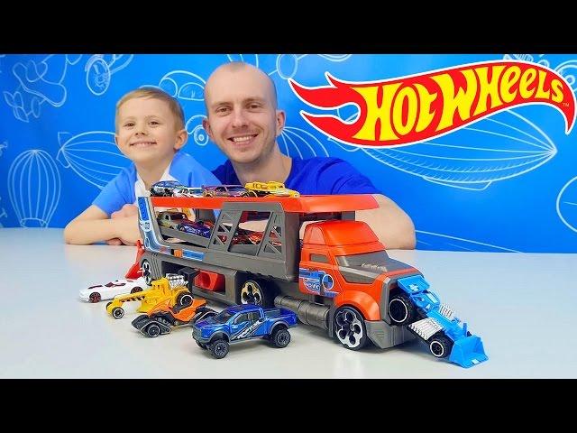 ХОТ ВИЛС АВТОВОЗ с классной кабиной и 14 машинок - HOT WHEELS City BLASTIN RIG