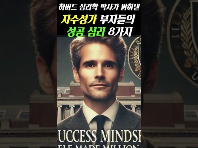 하버드 심리학 박사가 밝혀낸 자수성가 부자들의 성공 심리 8가지 ㅣ8 Self-made Rich People's Success Psychology Dr. Harvard #성공비결