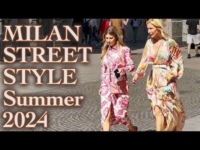 Trendy Italian Street Fashion summer 2024. Beautiful people wear beautiful clothes in Milan