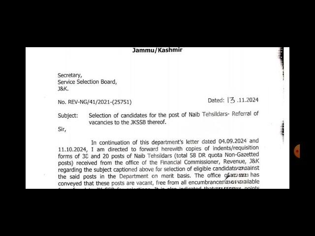 Referral of Posts Of Naib Tehsildar to JKSSB finally| Good News