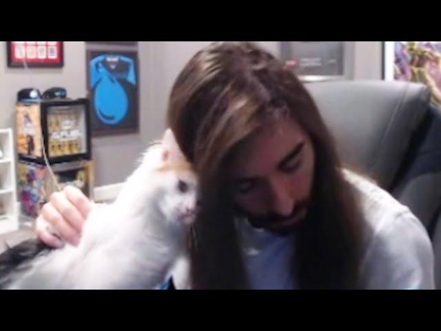 Charlie and cat wholesome moment | MoistCr1TiKaL