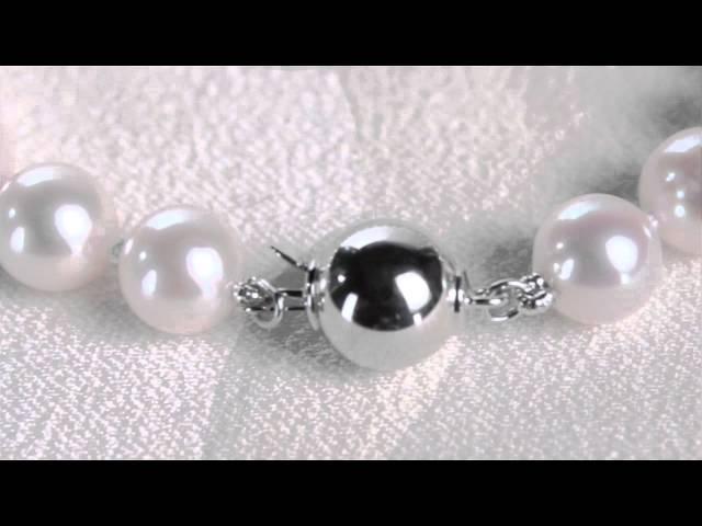 White Akoya Pearl Necklace Strand, 7.0-7.5mm by Pure Pearls