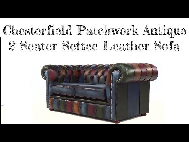 Chesterfield 2 seater Antique Patchwork Leather Sofa Settee