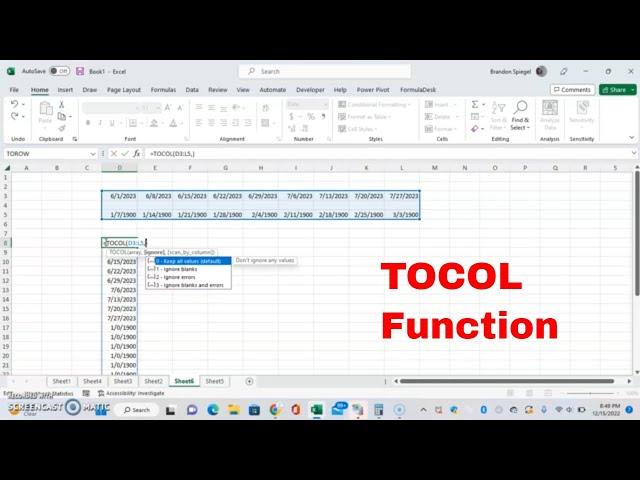 How to Use the TOCOL Function in Microsoft Excel to Arrange Your Data in One Column! #howto #excel