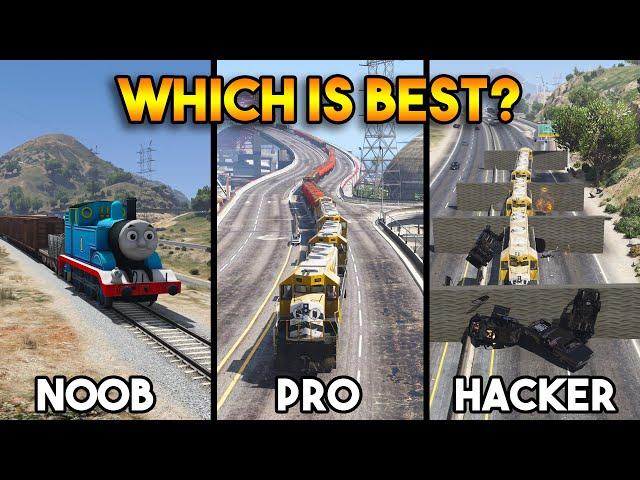 GTA 5 : NOOB TRAIN VS PRO TRAIN VS HACKER TRAIN (WHICH IS BEST?)