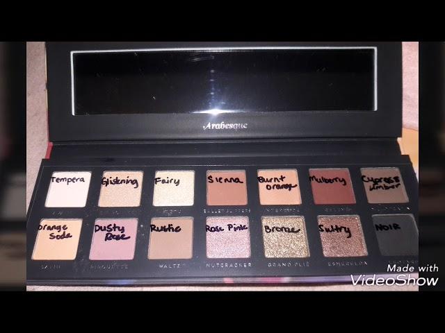 ABH SOFT GLAM PALLETTE VS. ARABESQUE. SHADE NAMES ONLY NO SWATCHES