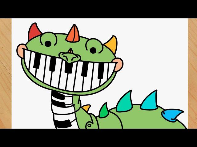 Como dibujar a Pianosaurus facil de Poppy Playtime 4