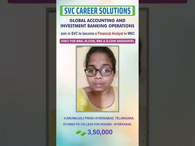 Success Story of Arunanjali.V and feedback about SVC Career Solutions #financialanalyst #mncjob